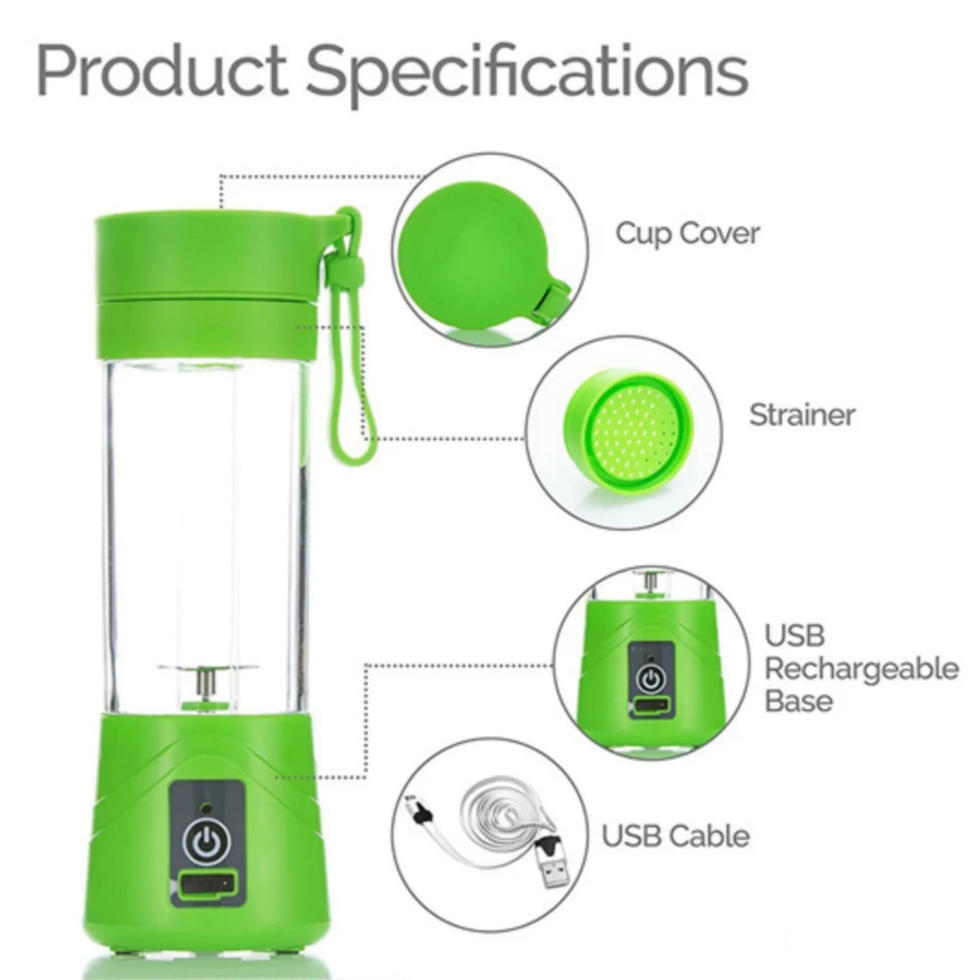 USB Rechargeable Juicer Blender 6 Blades