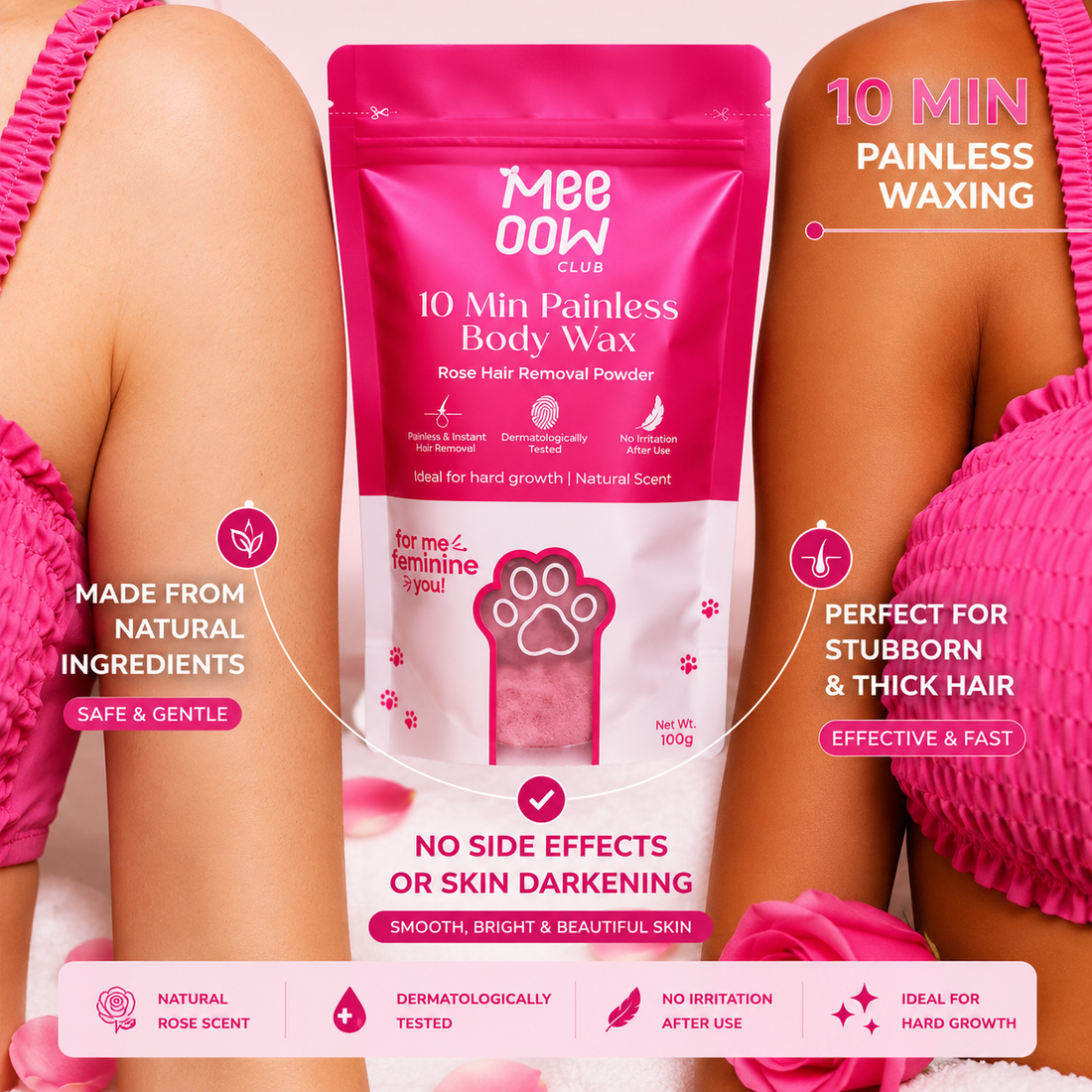 Meow Painless Hair Removal Wax Powder – Silky Smooth Skin in Minutes!