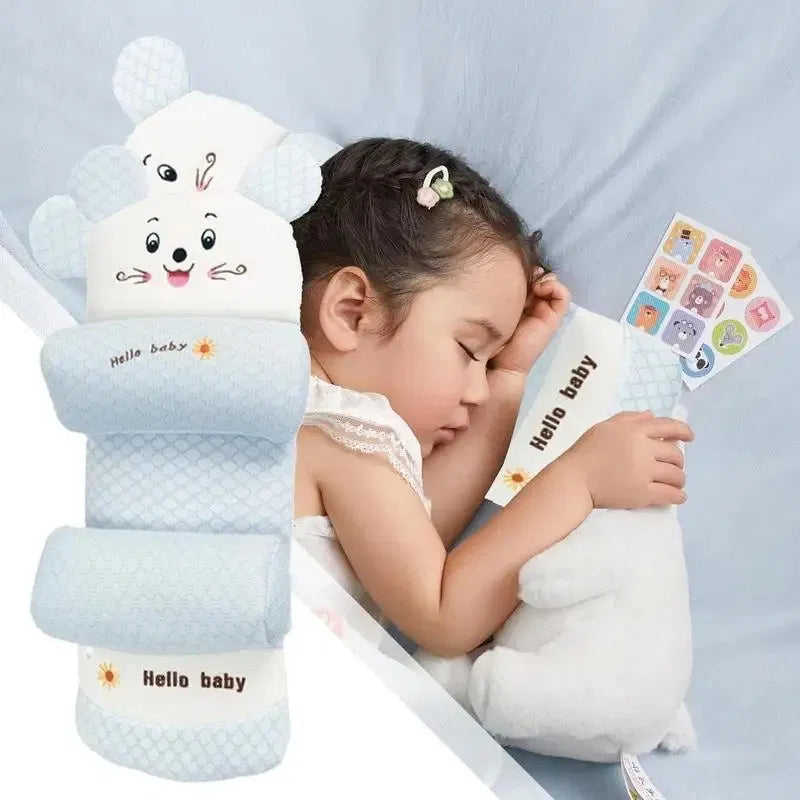 Newborn Baby Head Shaping Pillow – Cute Bear Design Anti-Roll, Breathable & Soft Support Cushion for Infant Safety Sleep